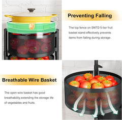 Rolling Basket Rack for Kitchen
